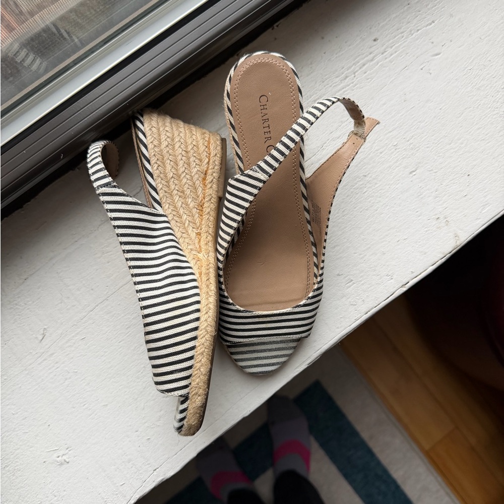 Charter Club wedges stripes navy style